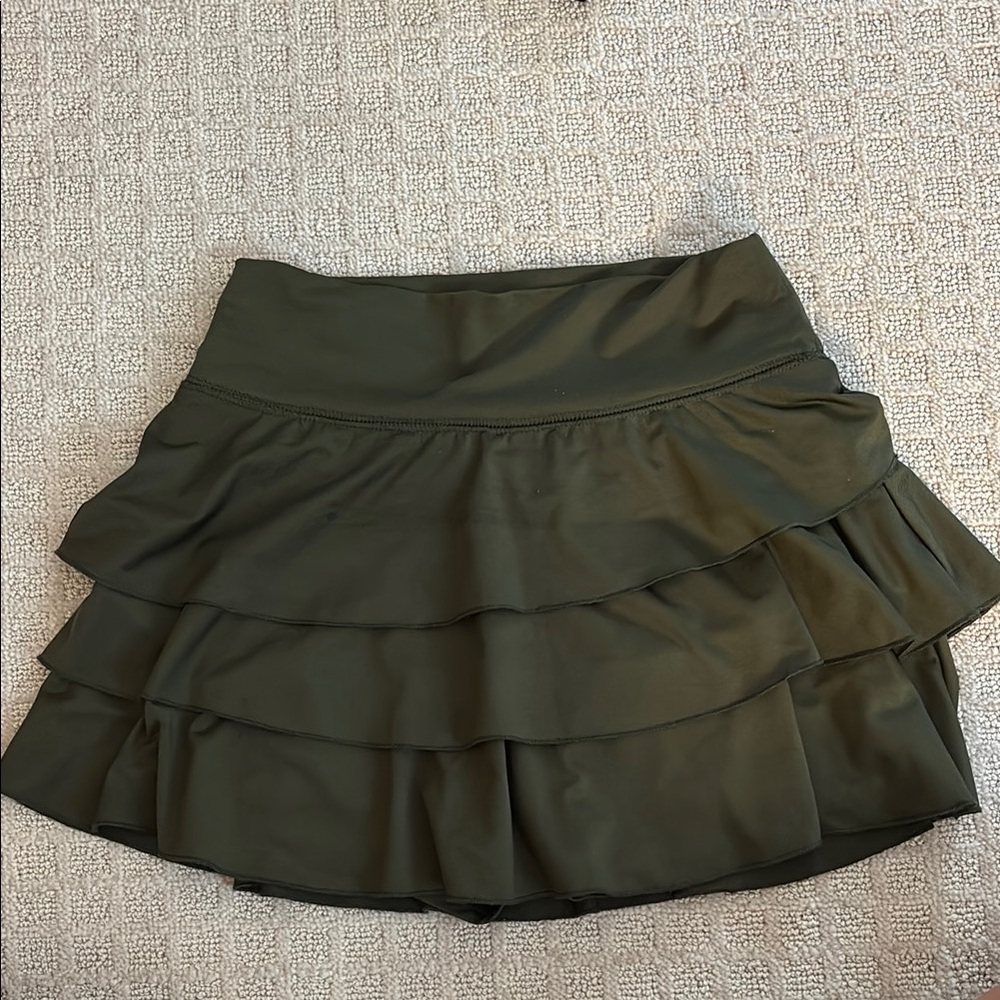 Altar’d State Revival Olive Green Layered Women's Athletic Skirt